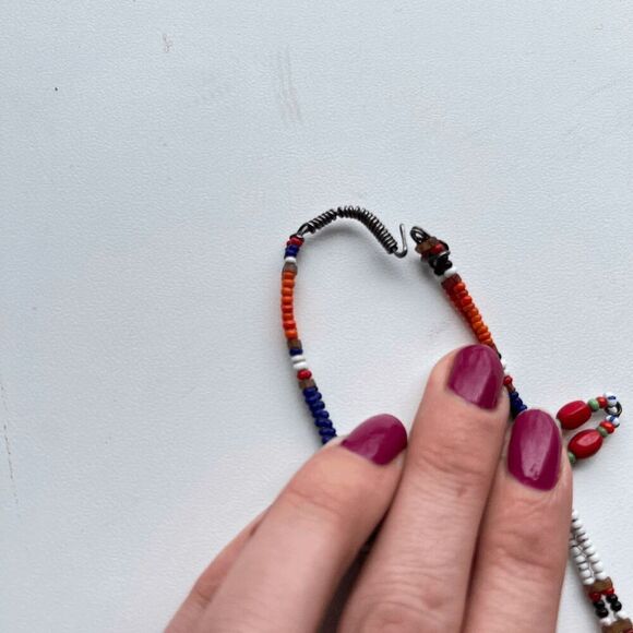 Vintage Maasai Beaded Ladder Earring – Kenyan Tribal Jewelry with Unique Story - Picture 5 of 10